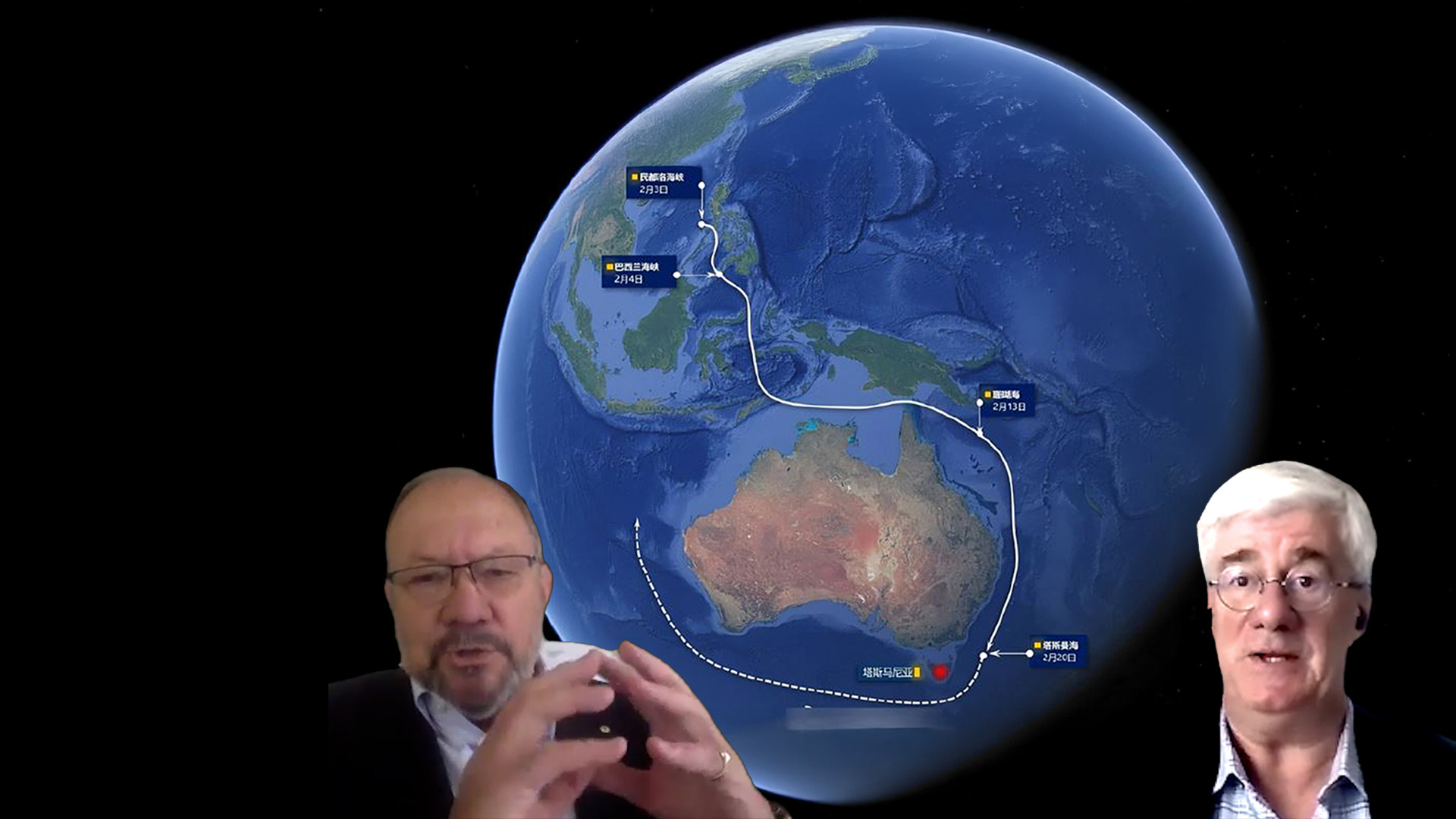 Map of China PLA-Navy Circumnavigation of Australia